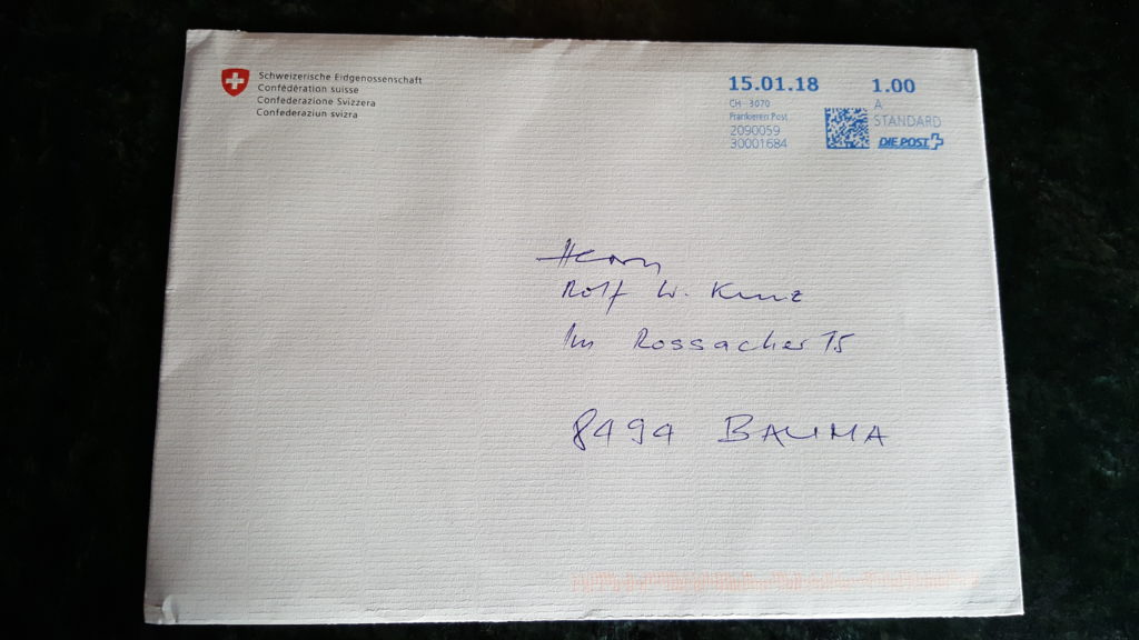 Envelope from Ueli Maurer